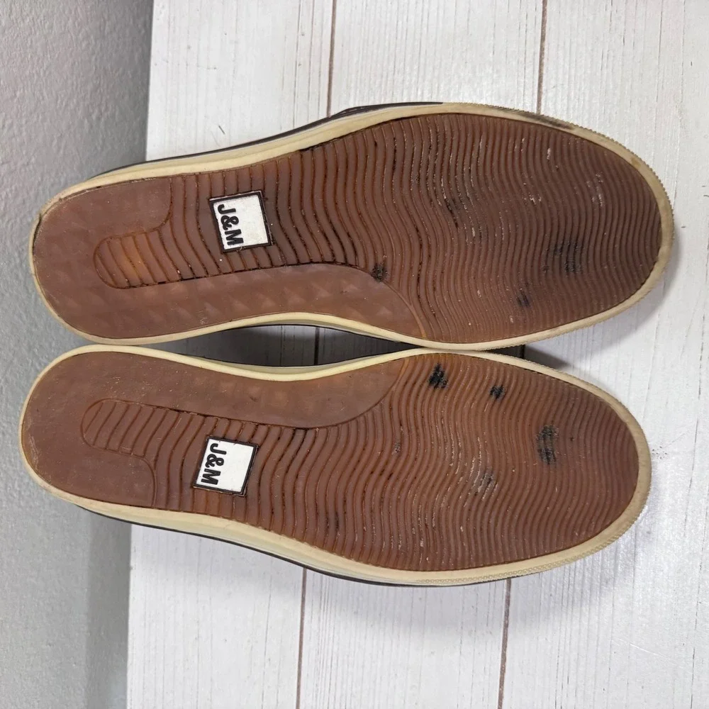 Johnston & Murphy J&M Mens Brown Woven Leather Sheepskin Slip On Loafers 10M